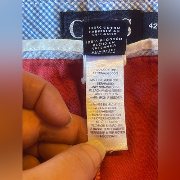 - Chaps Men’s Casual Flat Front Shorts 100% Cotton  Red Leaf in Color Size 42 - Picture 6 of 10